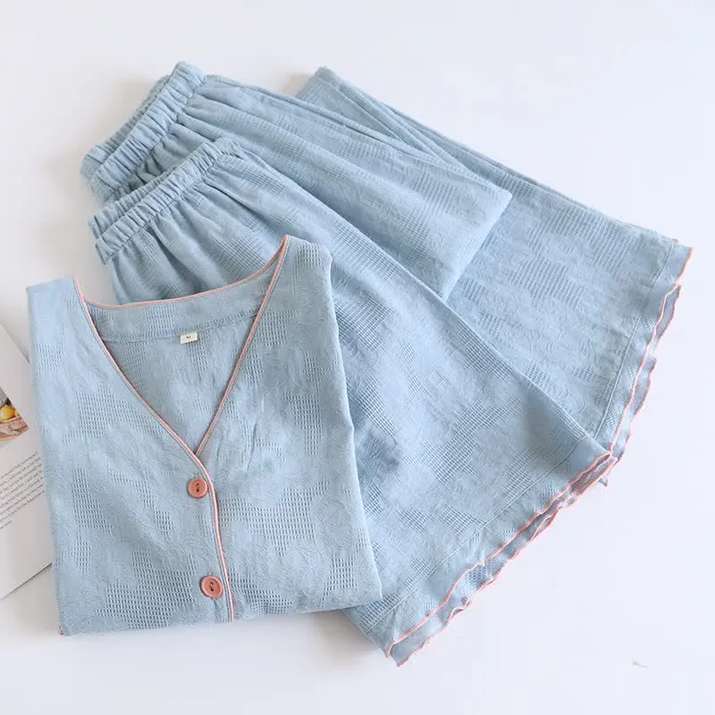 Himmelblauer Baumwollpyjama (Stück)