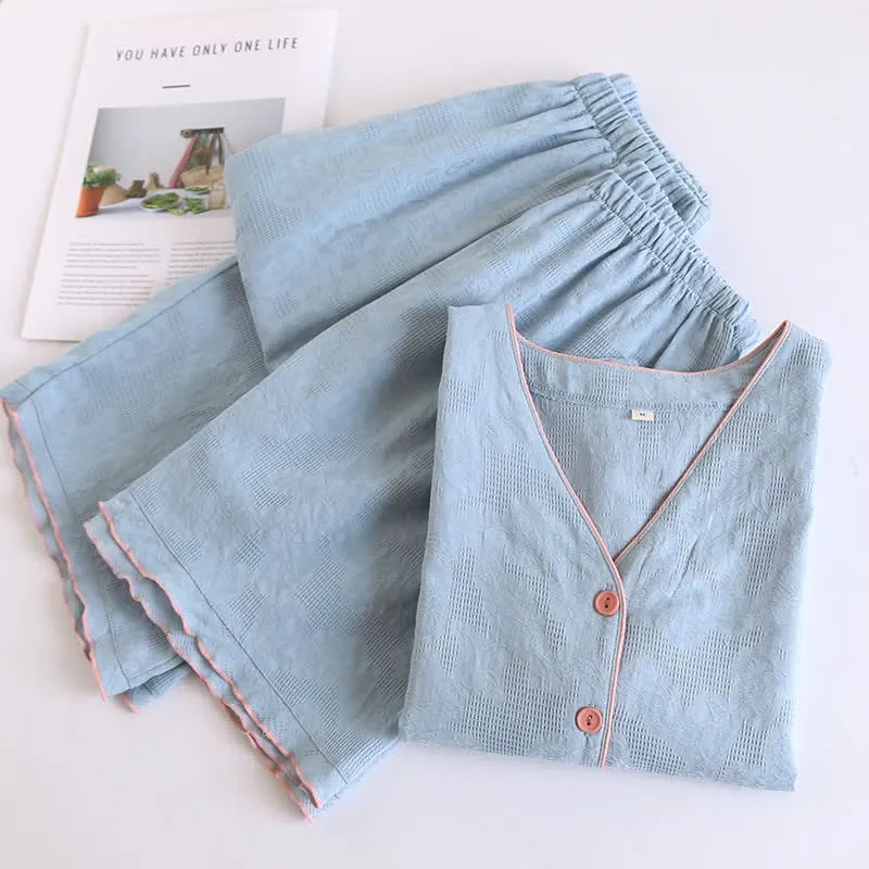 Himmelblauer Baumwollpyjama (Stück)