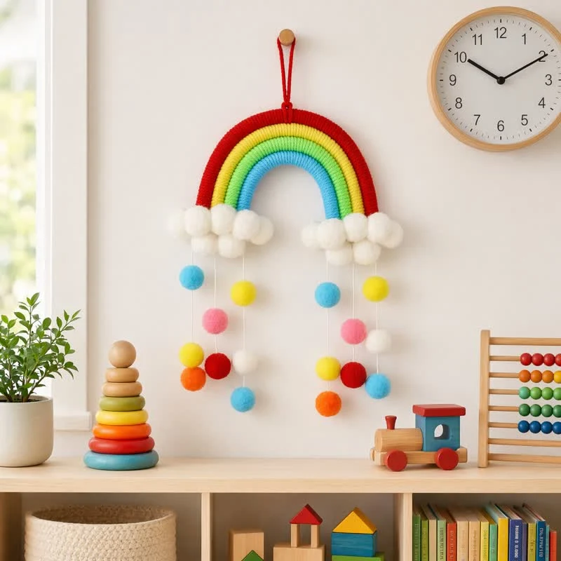 Handgewebter nordischer Regenbogen-Wandbehang
