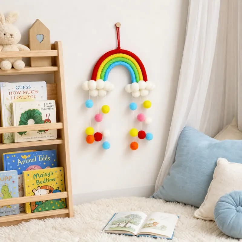 Handgewebter nordischer Regenbogen-Wandbehang