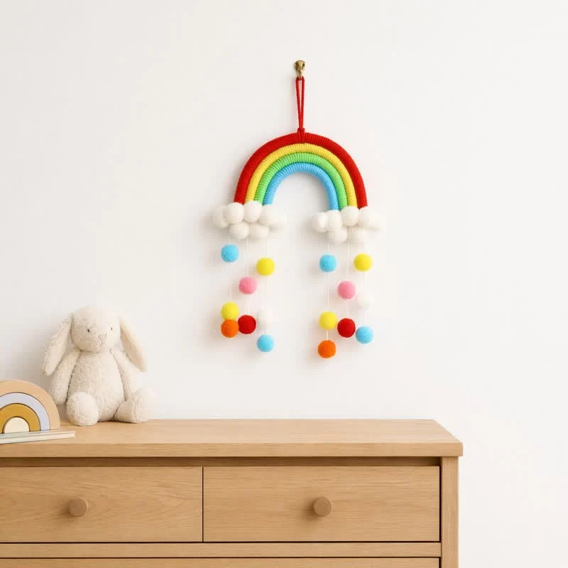 Handgewebter nordischer Regenbogen-Wandbehang