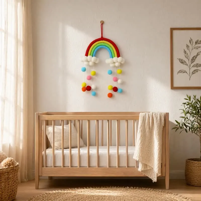 Handgewebter nordischer Regenbogen-Wandbehang