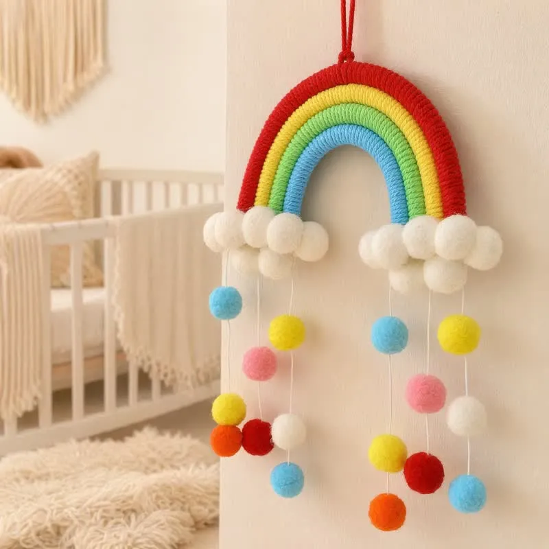 Handgewebter nordischer Regenbogen-Wandbehang