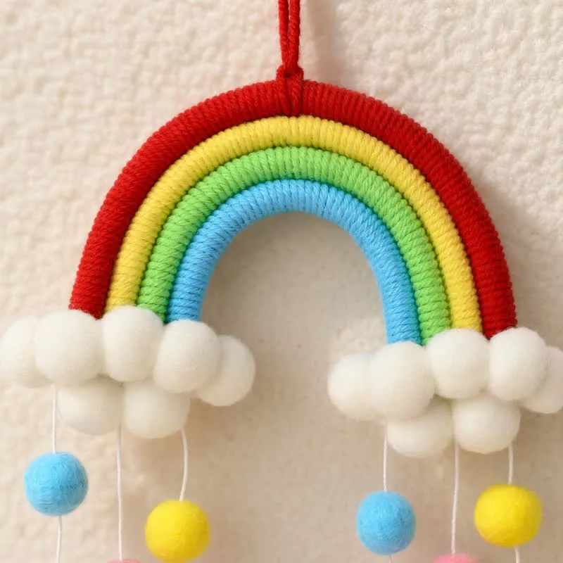 Handgewebter nordischer Regenbogen-Wandbehang