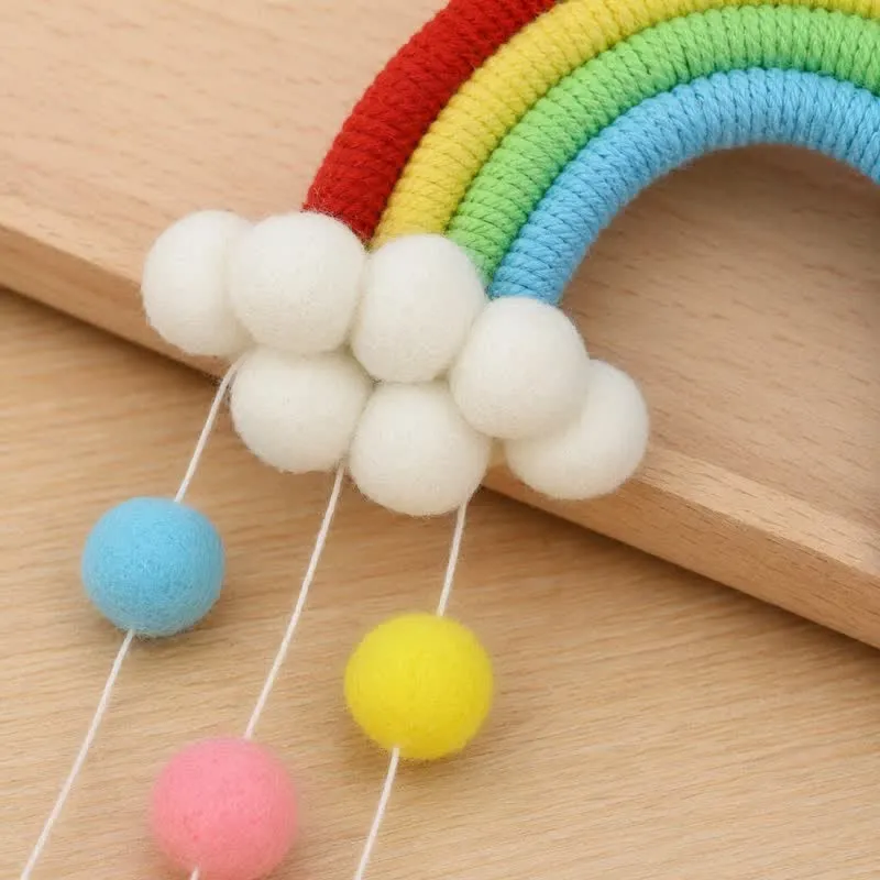Handgewebter nordischer Regenbogen-Wandbehang