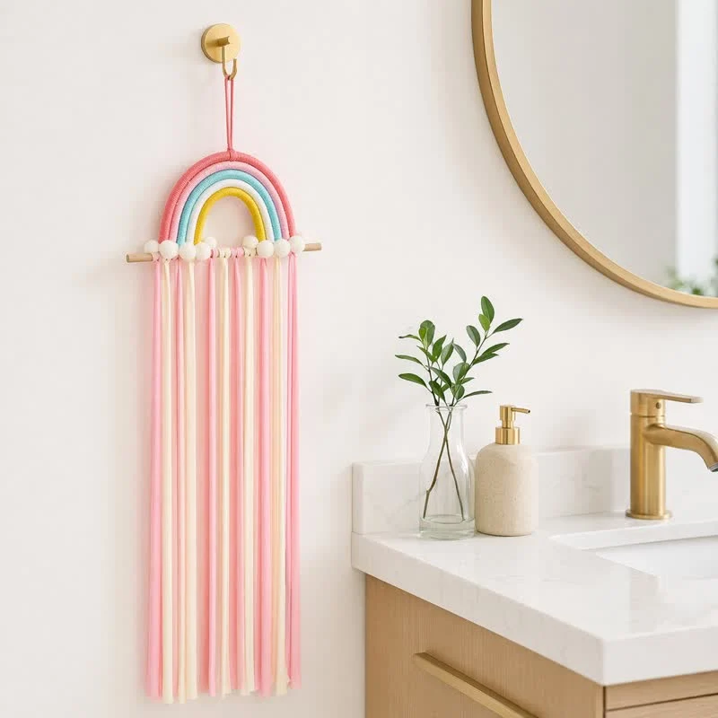 Handgefertigter nordischer Regenbogenquasten-Wandbehang