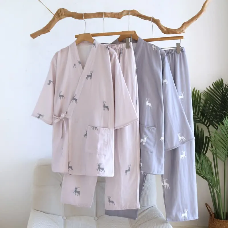 Partner-Loungewear-Set aus Baumwolle mit Hirschmotiv