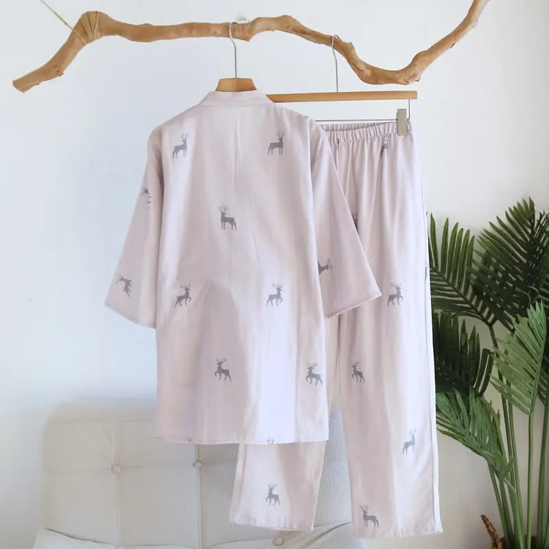 Partner-Loungewear-Set aus Baumwolle mit Hirschmotiv