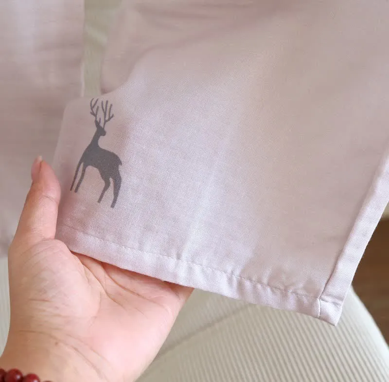 Partner-Loungewear-Set aus Baumwolle mit Hirschmotiv
