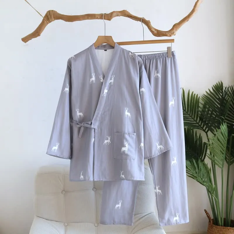 Partner-Loungewear-Set aus Baumwolle mit Hirschmotiv