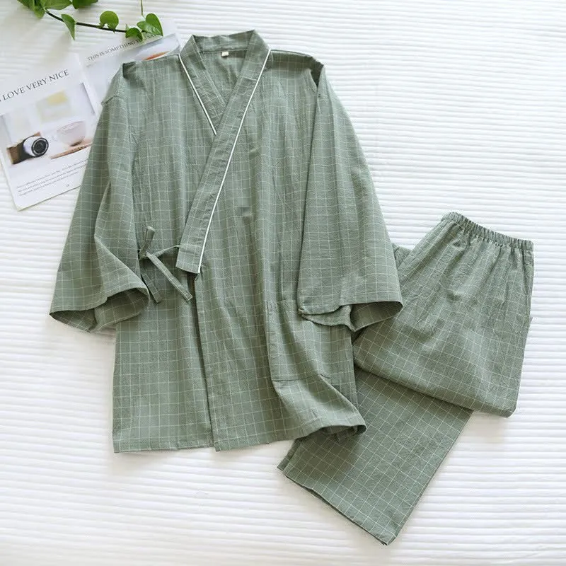 Partner-Pyjamas aus Baumwolle im Kimono-Stil