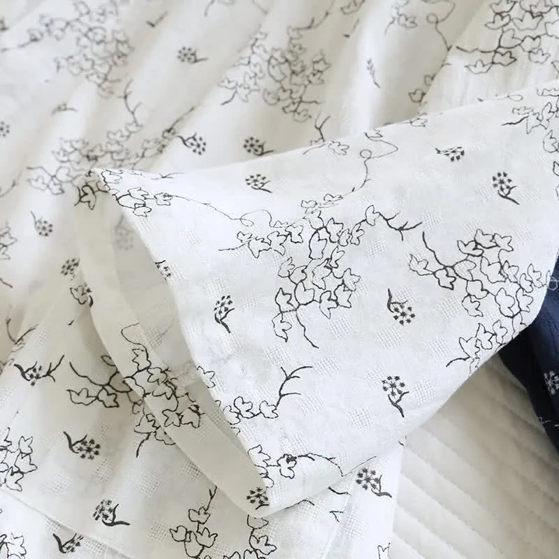 Unisex Kimono-Bademantel aus Baumwolle mit Blumenmuster