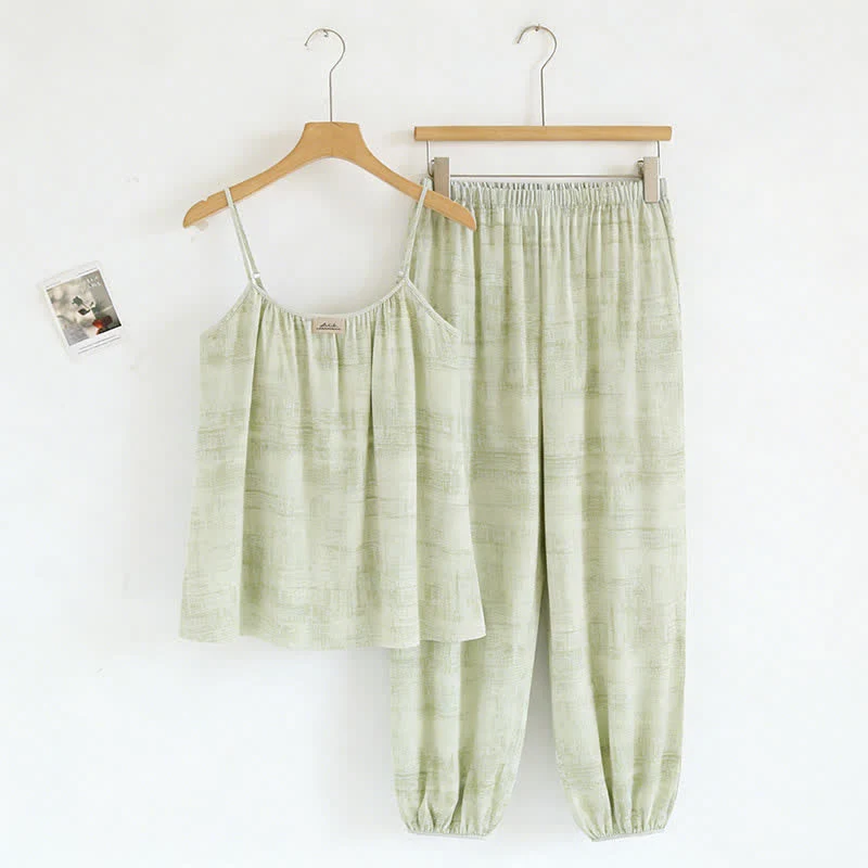 Künstlerisch von Aquarell inspirierte Baumwoll-Nachtwäsche: Camisole und Hose