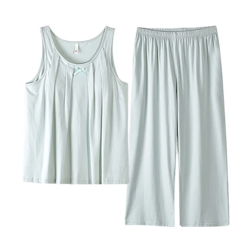 Schlafanzug aus einfarbigem Baumwoll-Tanktop und Hose