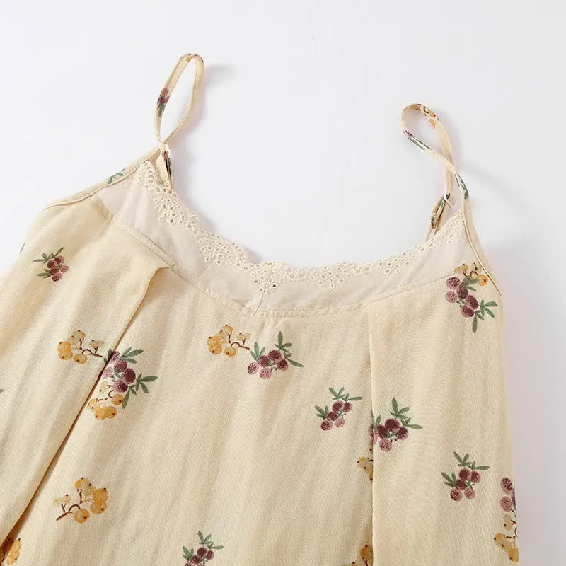 Pyjama-Set aus Baumwolle mit Loquat-Print (3-teilig)