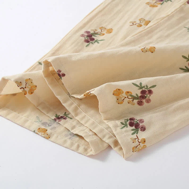 Pyjama-Set aus Baumwolle mit Loquat-Print (3-teilig)