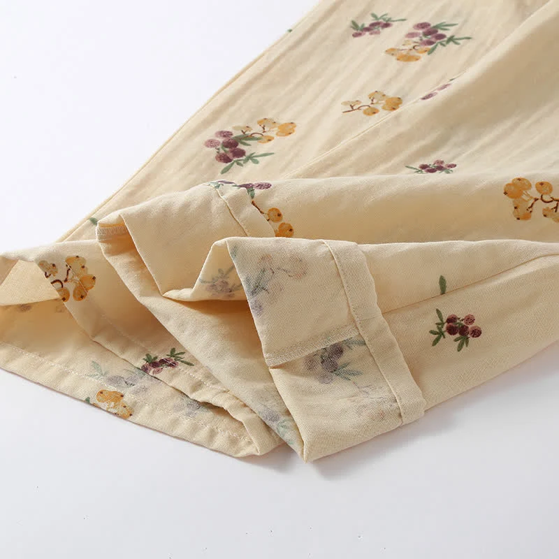 Pyjama-Set aus Baumwolle mit Loquat-Print (3-teilig)