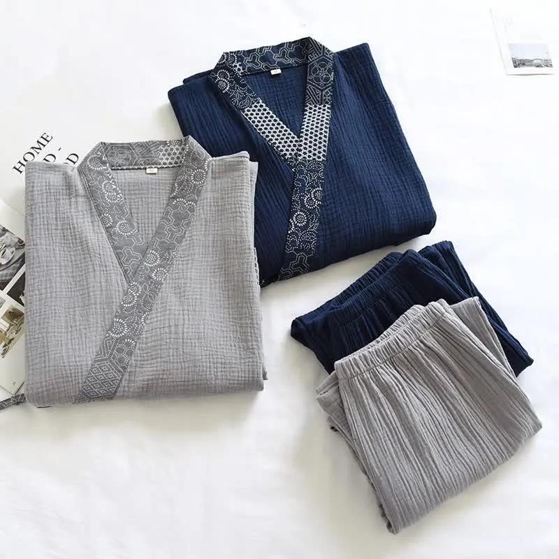 Kimono-Pyjama aus Baumwollgaze im Ethno-Stil