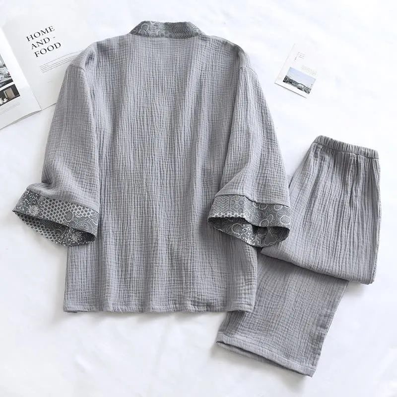 Kimono-Pyjama aus Baumwollgaze im Ethno-Stil