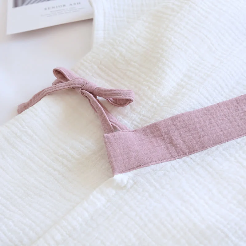 Japanischer Baumwollgaze-Pyjama-Set mit kurzen Ärmeln