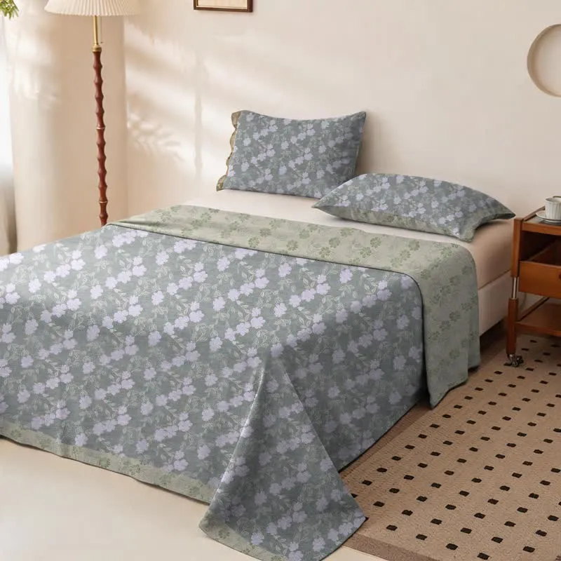 Elegante Tagesdecke aus doppellagigem Baumwollgewebe mit Blumenmuster