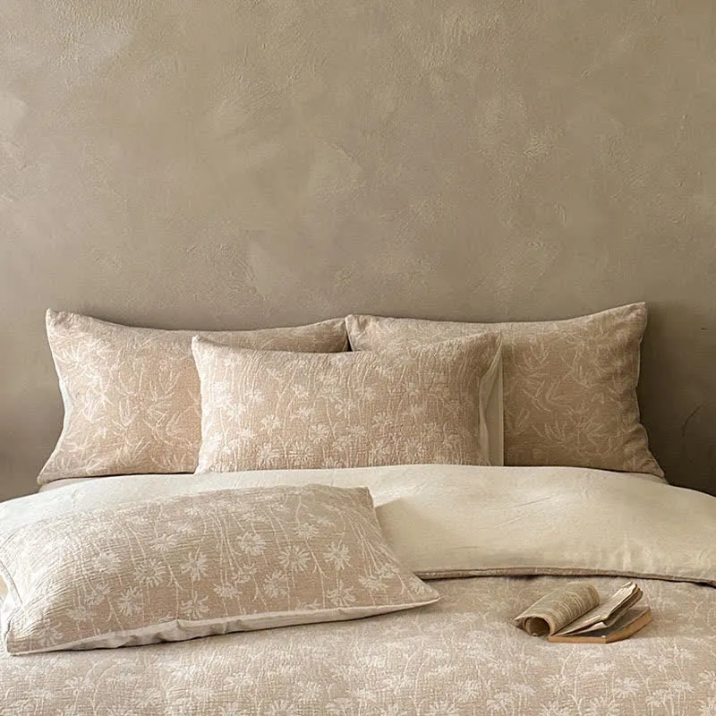 Bettwäsche-Set aus Baumwolle mit Kamel- und Blumenmuster (Jacquard)