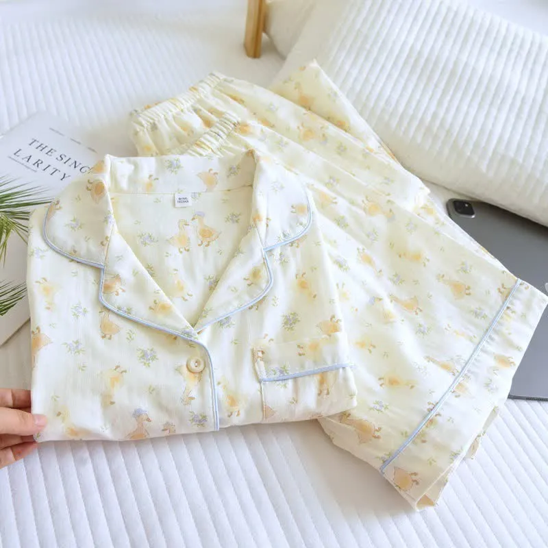 Dreiteilige Loungewear aus Baumwoll-Duck-Print