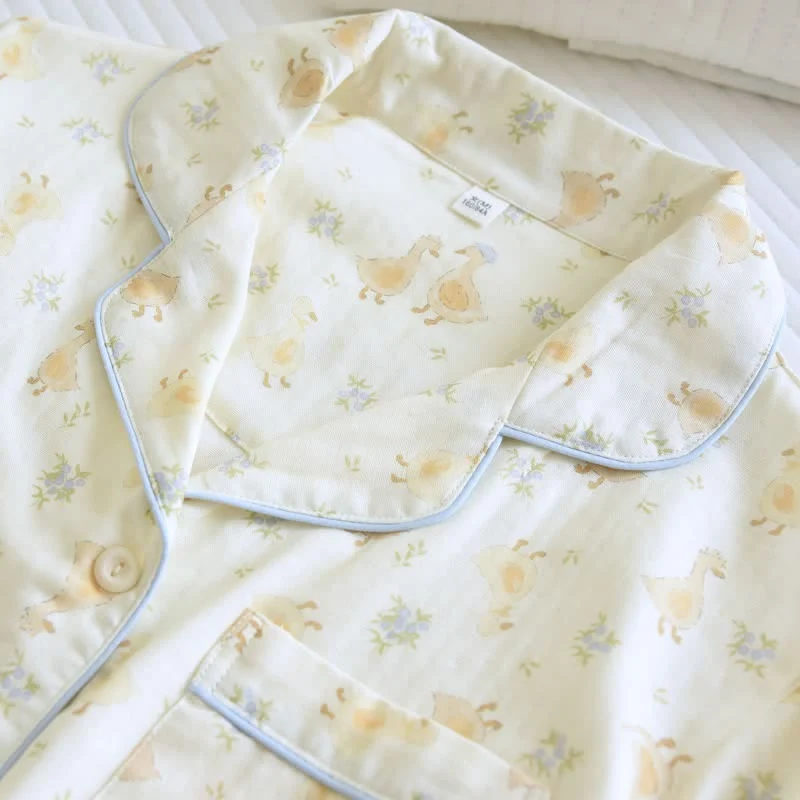 Dreiteilige Loungewear aus Baumwoll-Duck-Print