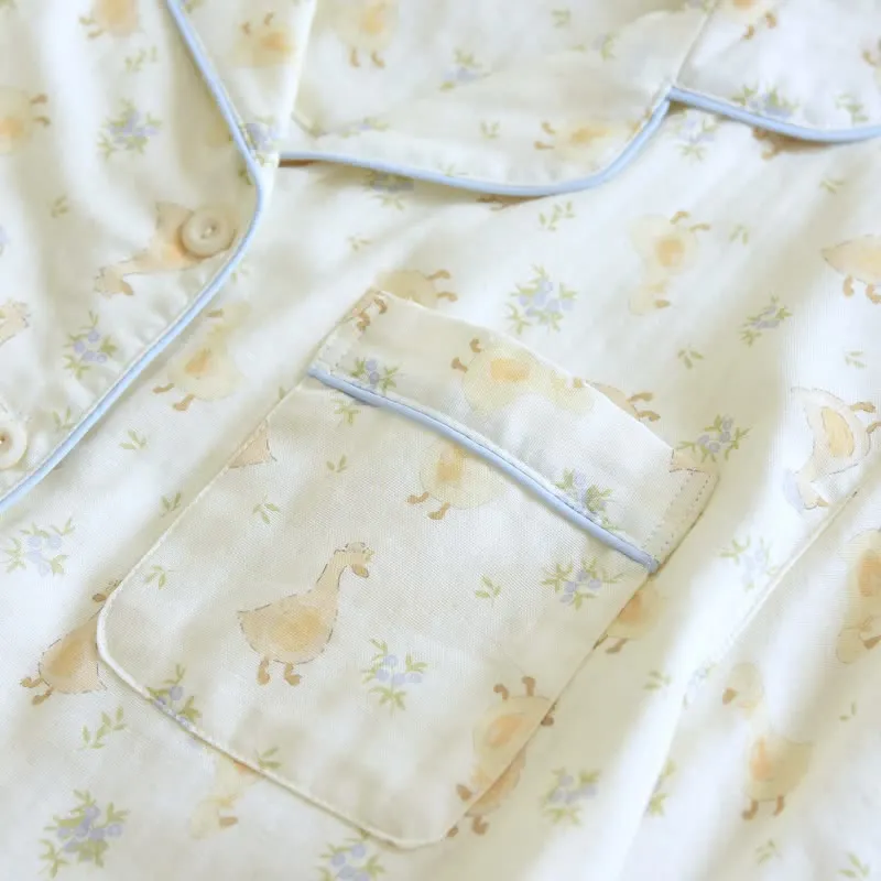Dreiteilige Loungewear aus Baumwoll-Duck-Print
