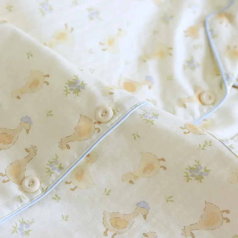 Dreiteilige Loungewear aus Baumwoll-Duck-Print