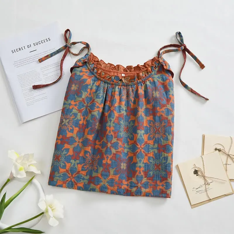 Vintage Boho Baumwoll-Nachtkleid