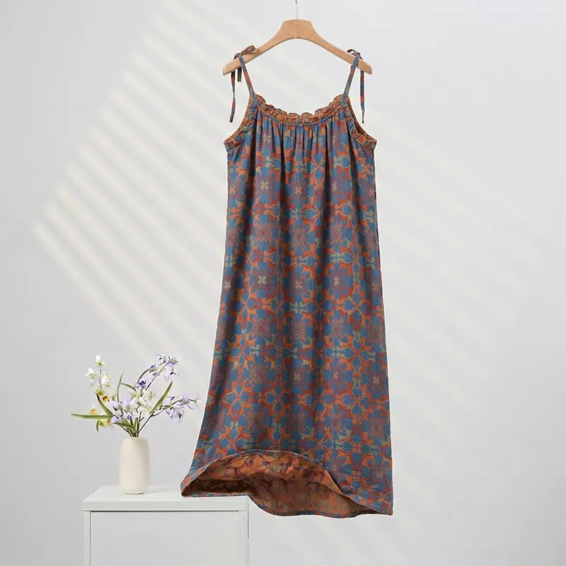 Vintage Boho Baumwoll-Nachtkleid