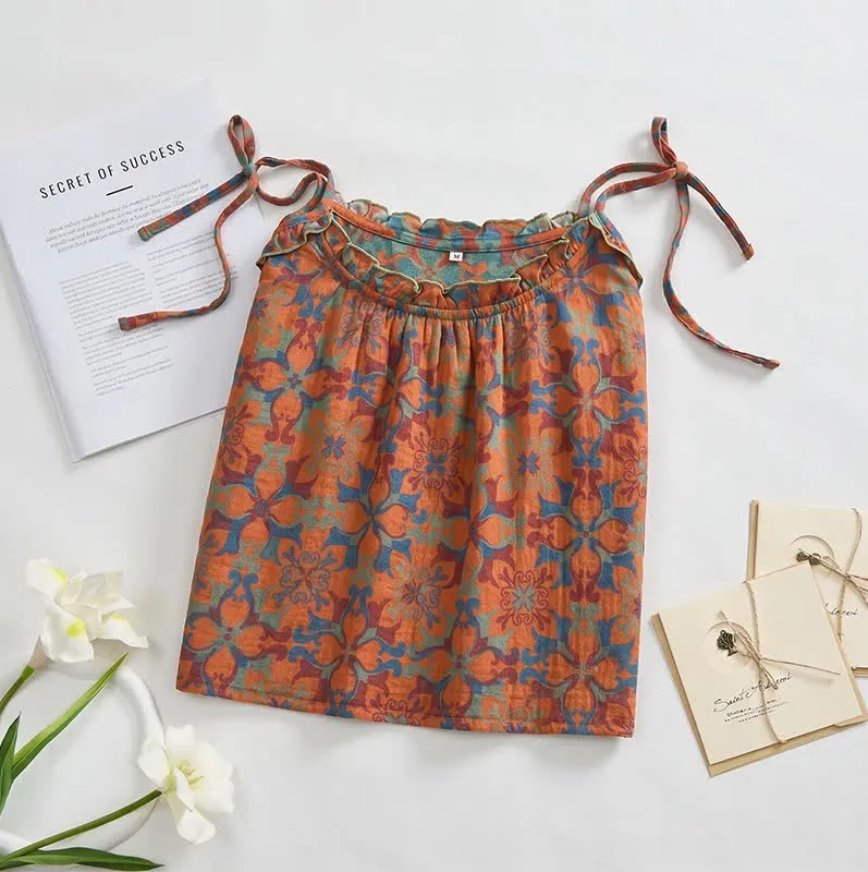 Vintage Boho Baumwoll-Nachtkleid