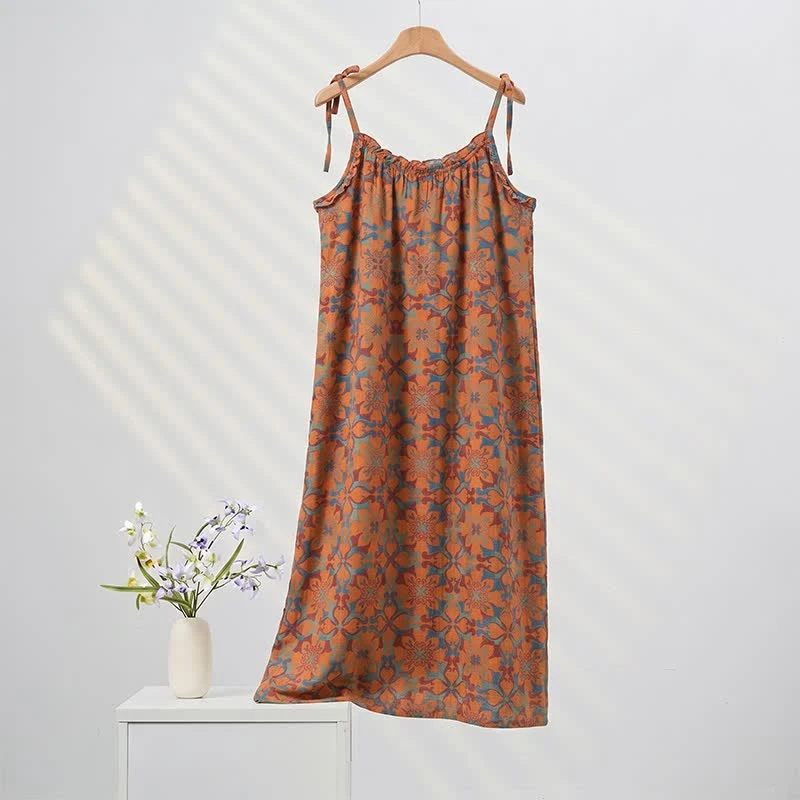 Vintage Boho Baumwoll-Nachtkleid