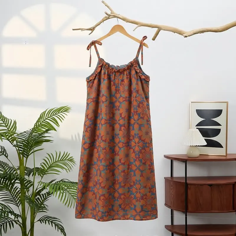 Vintage Boho Baumwoll-Nachtkleid