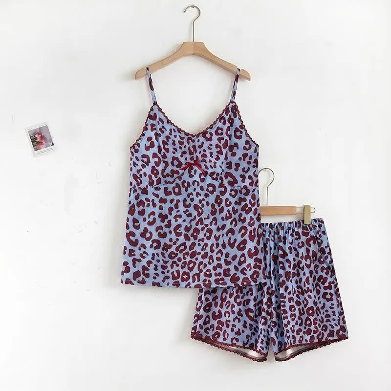 Loungewear-Set mit blauem Leopardenmuster
