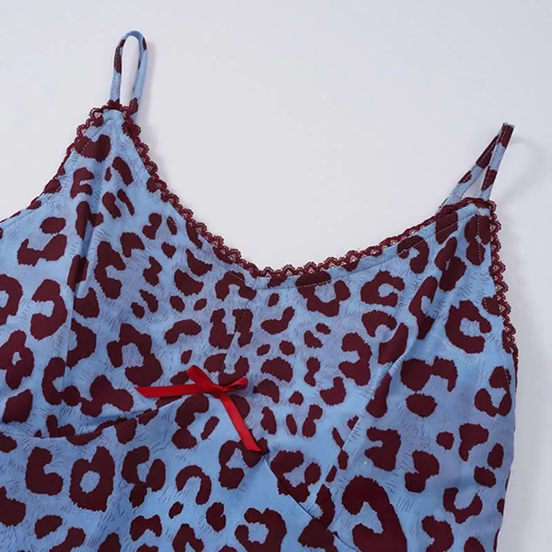 Loungewear-Set mit blauem Leopardenmuster