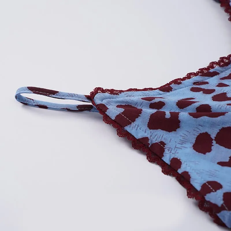 Loungewear-Set mit blauem Leopardenmuster