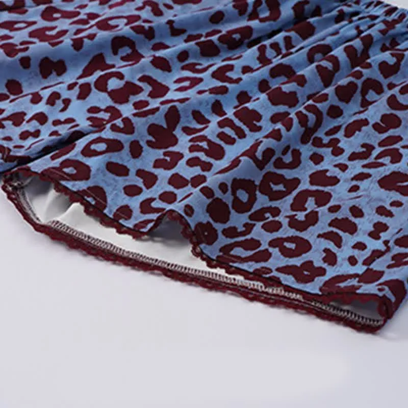 Loungewear-Set mit blauem Leopardenmuster