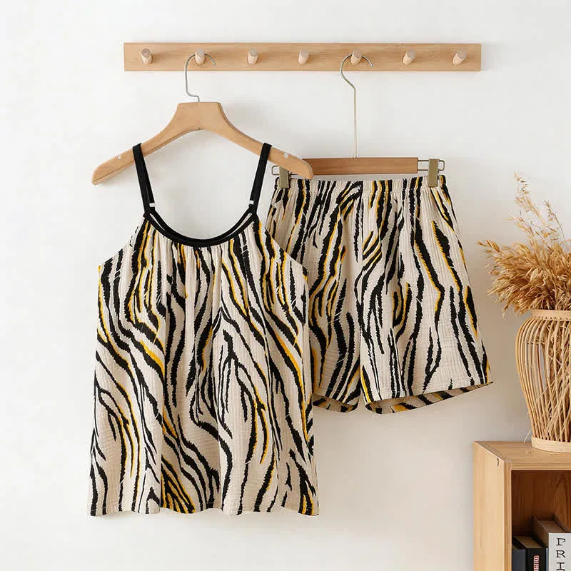 Tigerstreifen-Baumwollgaze-Cami-Pyjama