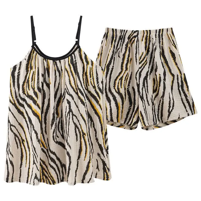 Tigerstreifen-Baumwollgaze-Cami-Pyjama