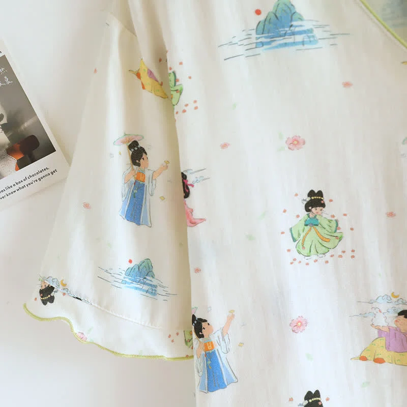 Vintage-Baumwollpyjama im orientalischen Prinzessinnen-Stil (3-teilig)