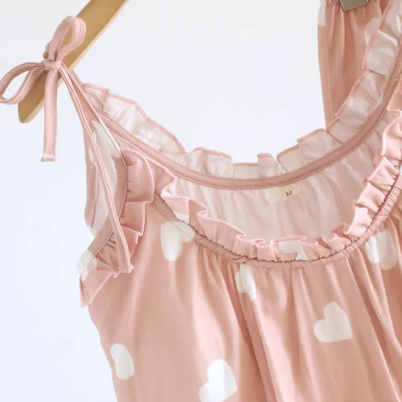 Baumwoll-Doppelgaze-Herz-Cami-Pyjama