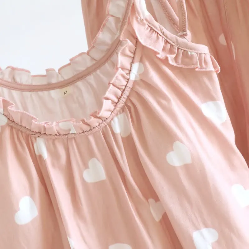 Baumwoll-Doppelgaze-Herz-Cami-Pyjama