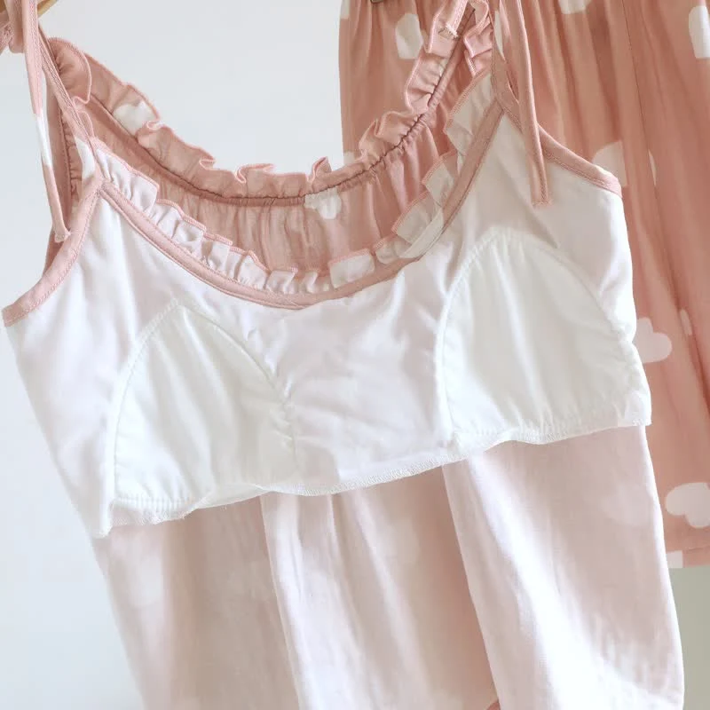 Baumwoll-Doppelgaze-Herz-Cami-Pyjama