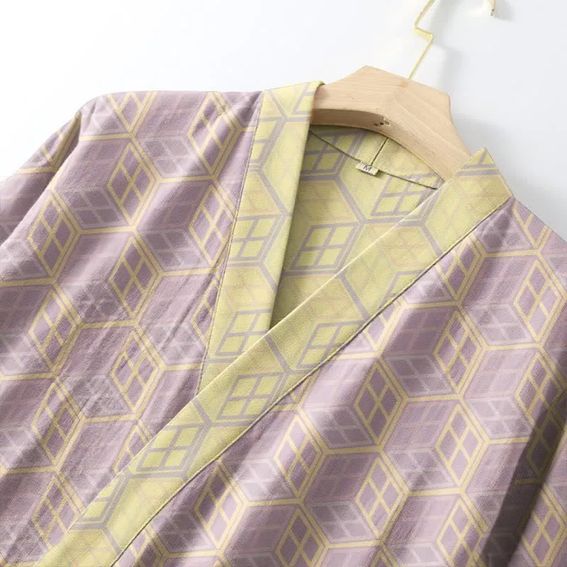 Geometrischer sechseckiger Baumwollbademantel aus doppellagigem Baumwollgewebe