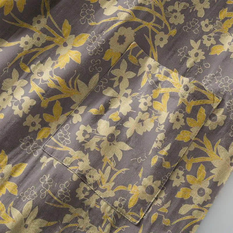 Vintage-Bademantel aus rustikalem Baumwolljacquard mit Blumenmuster