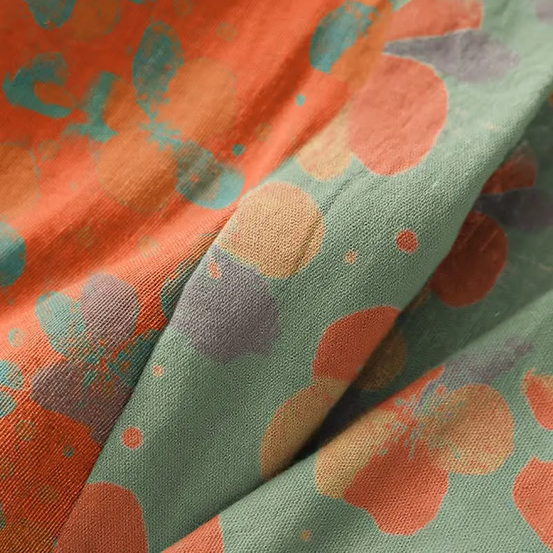 Kimono-Bademantel aus künstlerisch geblümtem Baumwollgaze