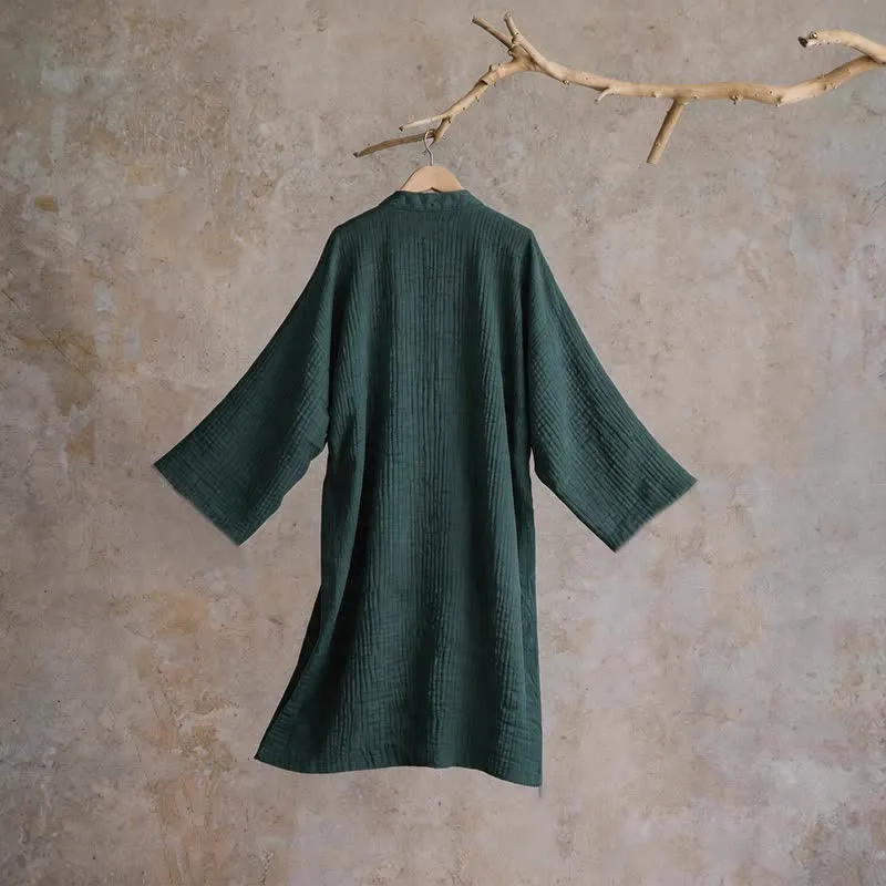 Kimono-Bademantel aus einfarbigem Baumwollgaze, Unisex