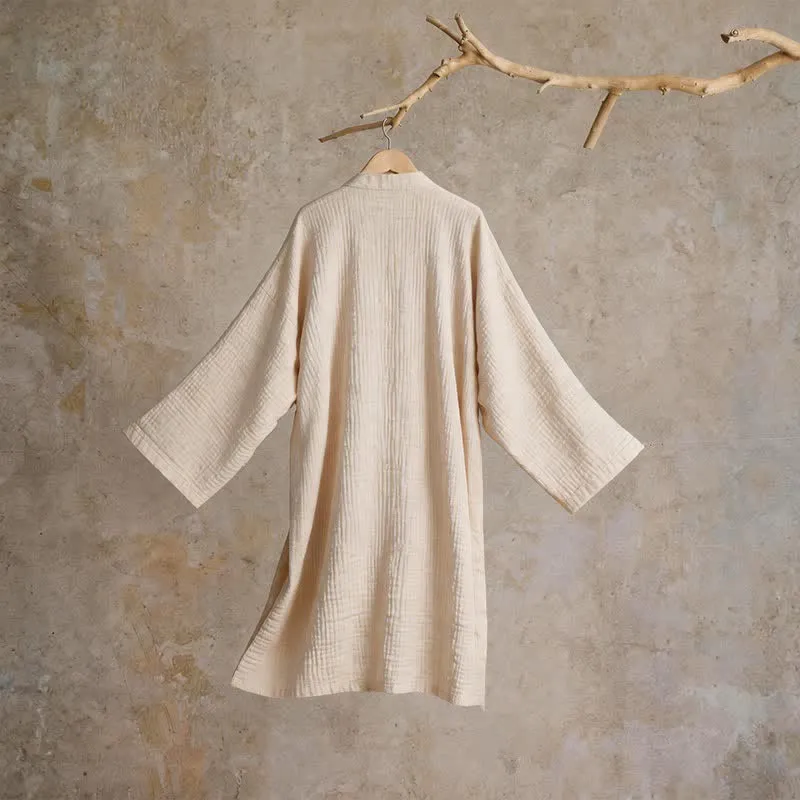 Kimono-Bademantel aus einfarbigem Baumwollgaze, Unisex